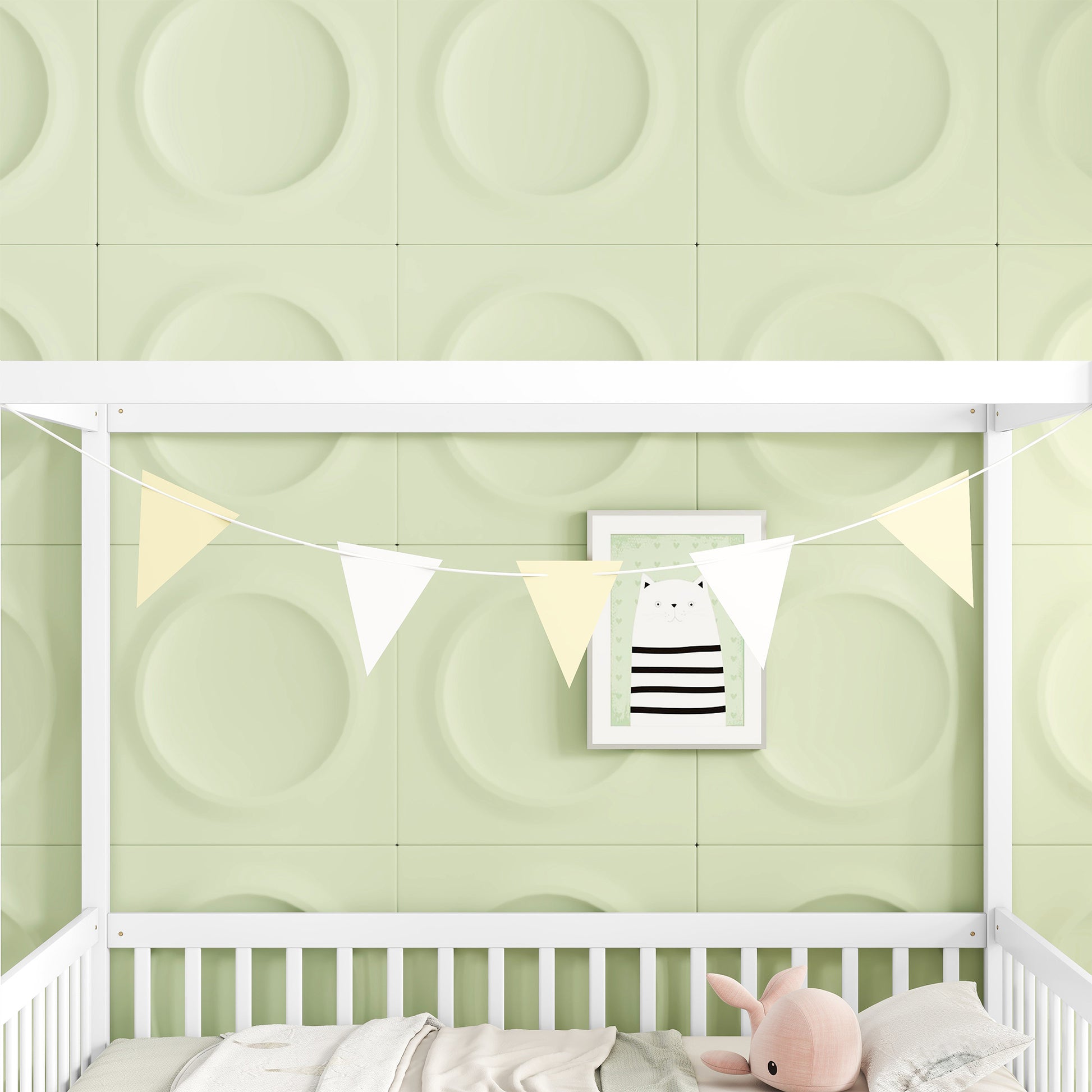 Twin Size Canopy Frame Floor Bed With Fence, Guardrails,White Twin White American Design Pine