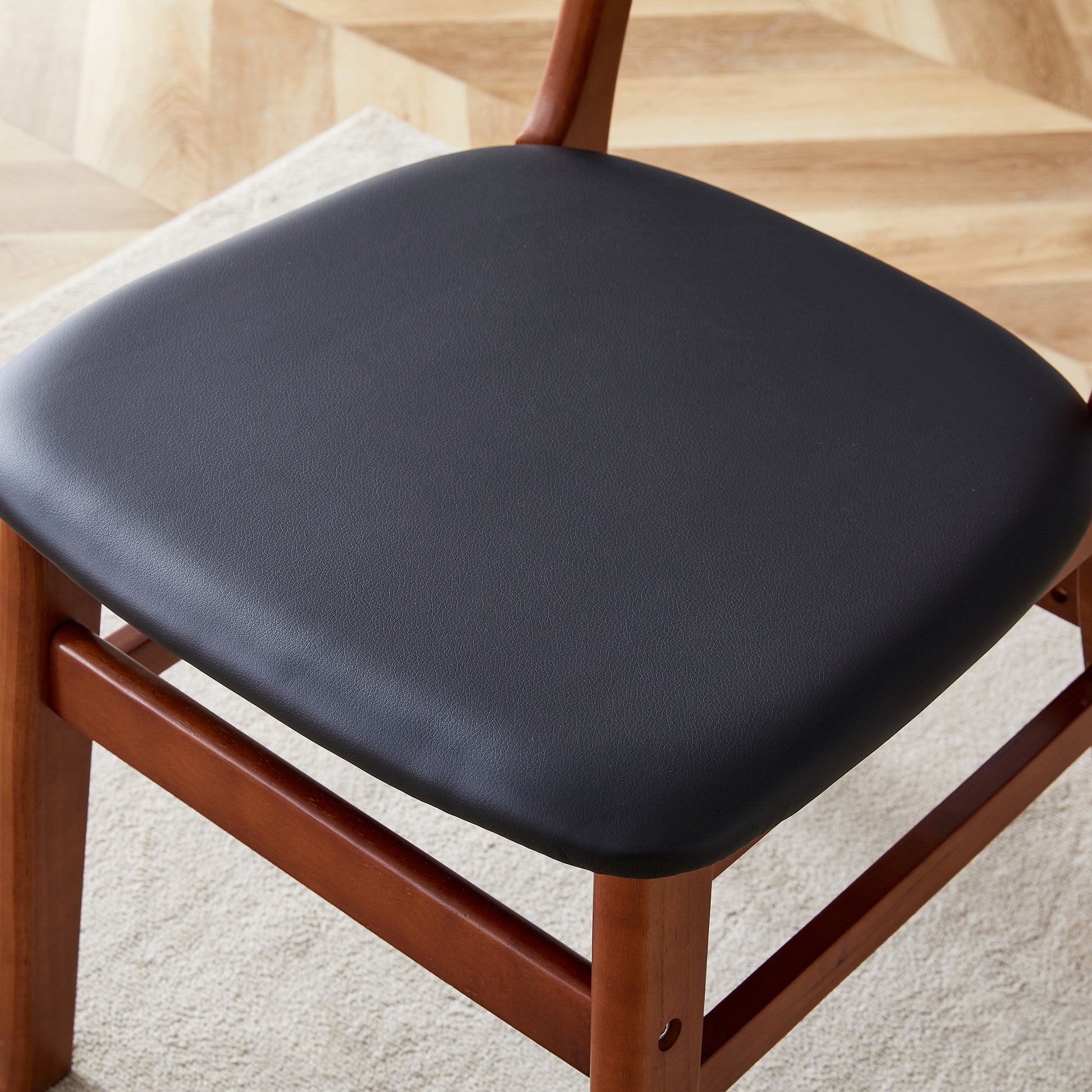 Table And Chair Set, Ancient Style Solid Wood Dining Table, Imitation Rattan Table Legs, Beautiful Simple Solid Wood Dining Chair, Perfect For Dinner, Meetings, Home And Office Decoration Walnut Rubber Wood