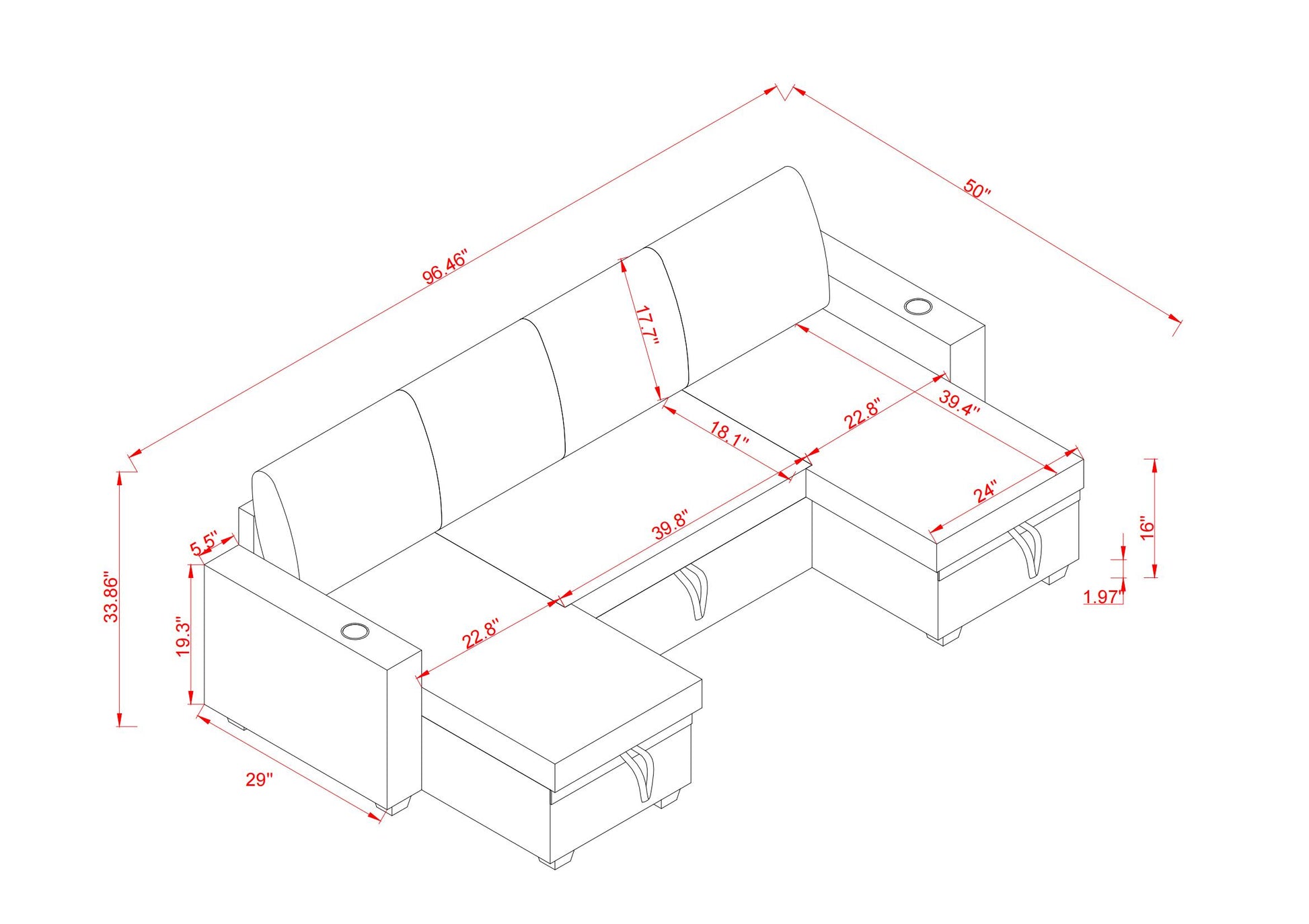 Sectional Sofa With Storage, 96" U Shaped Sectional Couches For Living Room, Comfy Convertible Sectional Sofa Beige Beige Linen Wood Primary Living Space Cushion Back Soft Modern Eucalyptus Square Arms Foam Linen 4 Seat