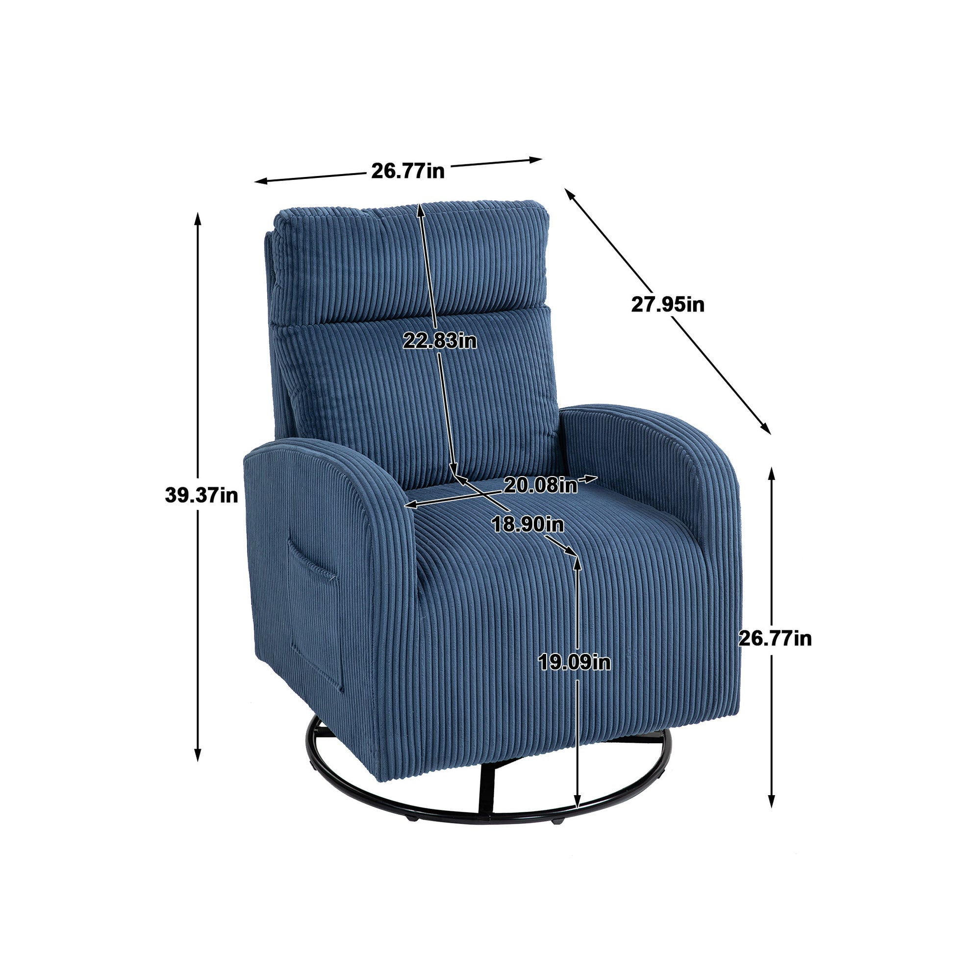 Jiada Upholstered Swivel Glider.Flannel Fabric.Rocking Chair For Nursery In Navy Blue.Modern Style One Left Bag Navy Blue Primary Living Space Foam Corduroy