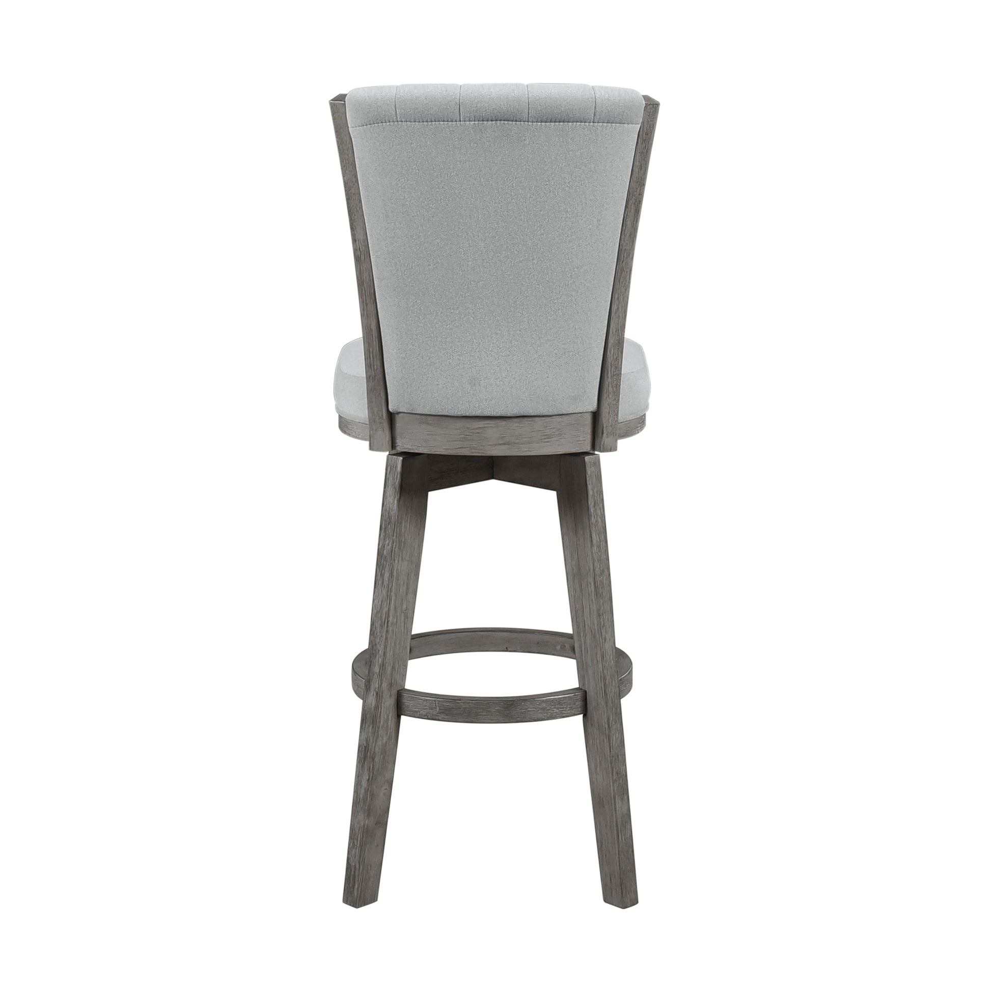 Gray Finish Set Of 2 Pub Height Chairs Swivel Seat Tufted Fabric Upholstered Solid Wood Dining Furniture Transitional Style Gray Dining Room Transitional Solid Wood