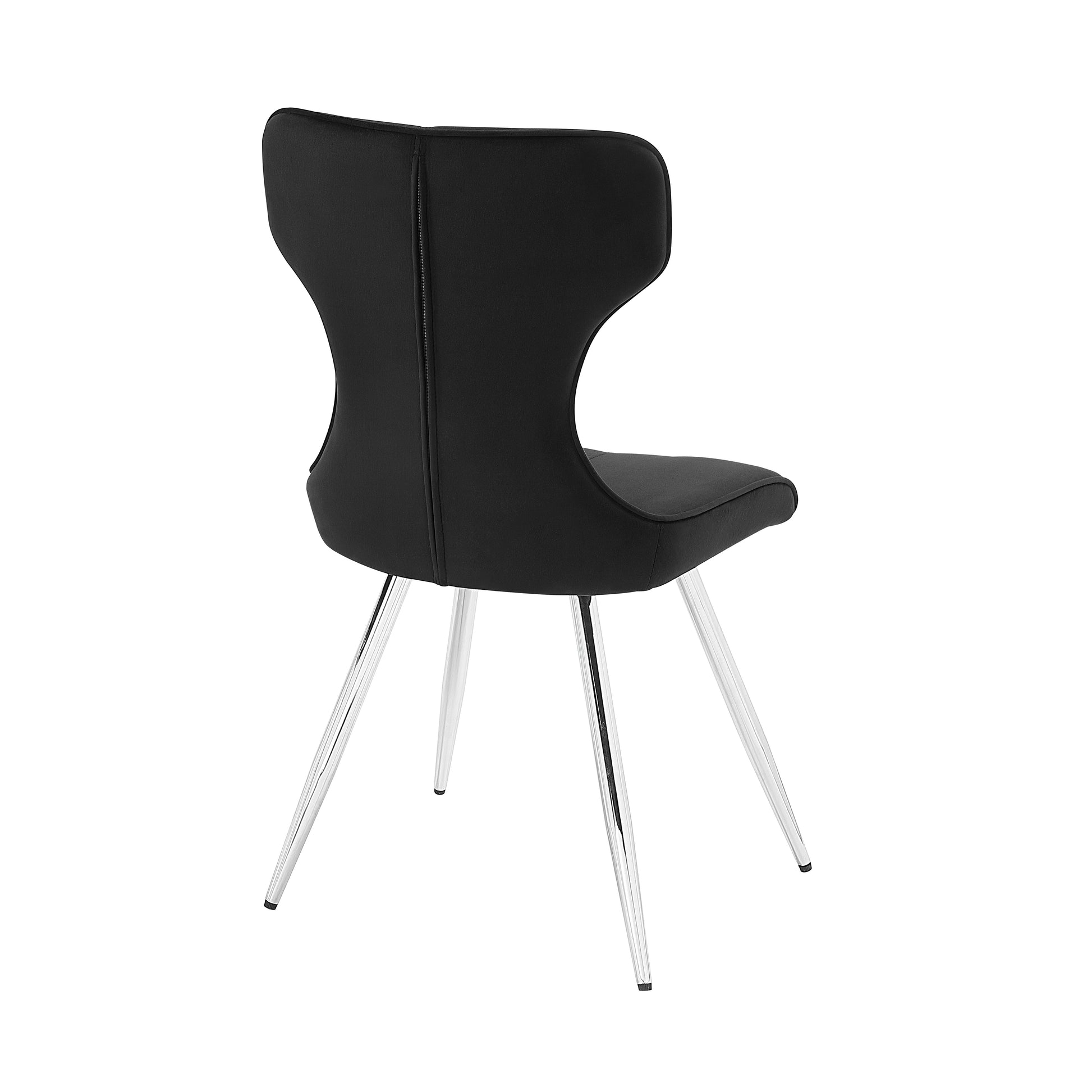 Ultra Modern Dining Furniture Set Of 2 Side Chairs Black Velvet Upholstery Chrome Finish Metal Legs Black,Chrome Dining Room Ultra Modern Side Chair Set Of 2 Metal