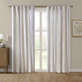 Poly Printed Curtain Panel With Tufted Stripe And Lining White Brown 50X95
