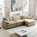 Oversize 3 Seater Sofa With One Footrest, L Shaped Sectional Sofa With Ottoman For Living Rooms,Tan Corduroy Sofa Tan Corduroy 3 Seat