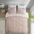 3 Piece Cotton Jacquard Comforter Set Blush Full Queen Queen Blush Cotton