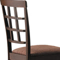 Wood & Fabric Side Chairs With Open Grid Pattern Back, Espresso Brown, Set Of 2 Brown Wood Fabric