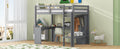 Twin Size Loft Bed With L Shaped Desk, Wardrobe And Storage Shelves, Grey Expected Arrival Time: 8.31 Box Spring Not Required Twin Grey Wood Bedroom Solid Wood Mdf