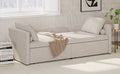 Modern Upholstered Chaise Lounger Daybed Small Single Daybed With 2 Drawers, No Mattress Needed, Perfect For Living Rooms & Home Office, Linen Fabric, Beige Beige Linen