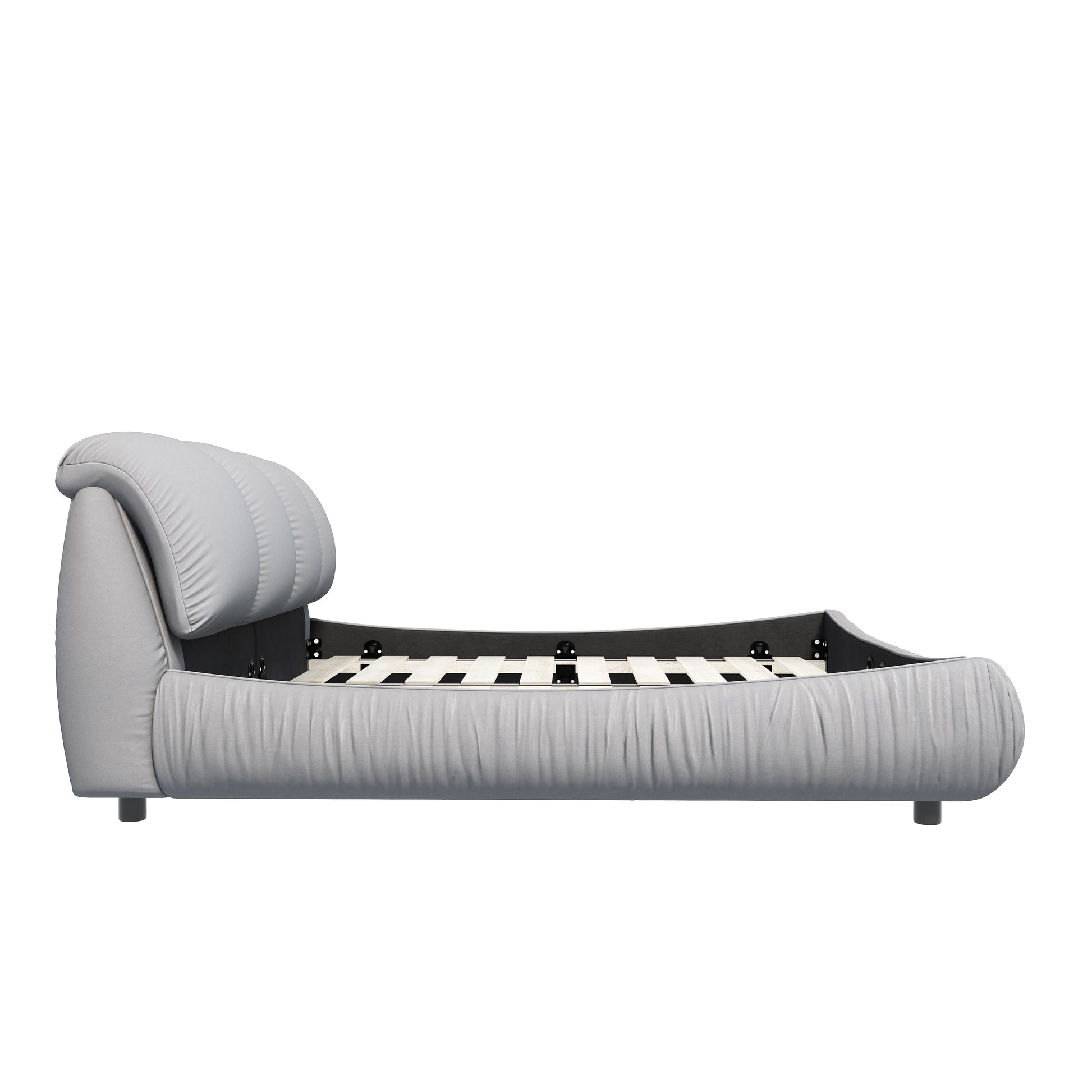 Queen Size Luxury Upholstered Platform Bed With Oversized Padded Backrest And Solid Wood Frame,Suitable For Multiple Heights Of Mattresses,Grey Old Sku:W1885S00006 Box Spring Not Required Queen Grey Wood Pine Solid Wood