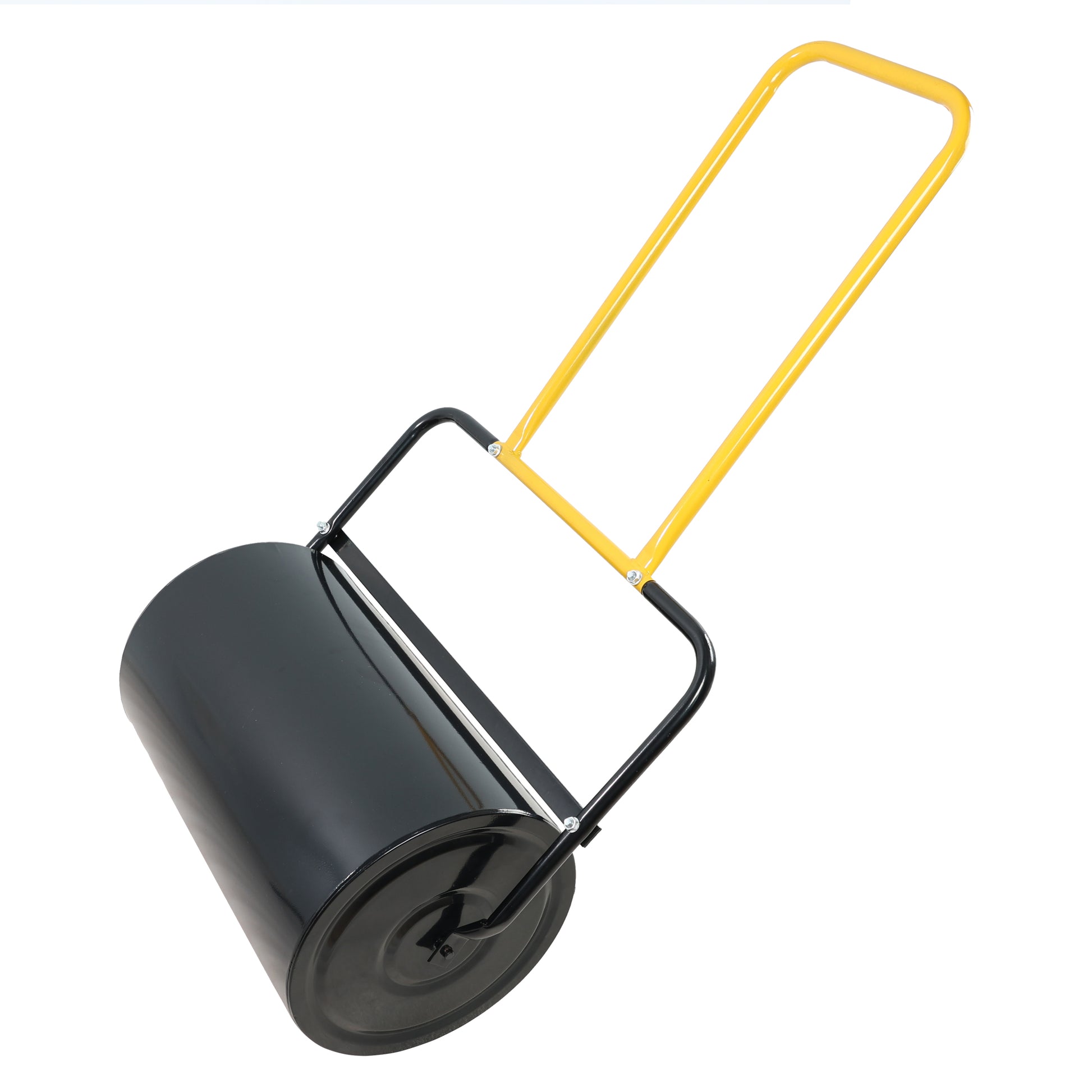 40 Litre High Capacity Lawn Roller, Can Fill Sand Water, U Shaped Ergonomic Handle, Easy To Push And Pull, Suitable For Gardens, Farms, Parks, Black Yellow Black Iron