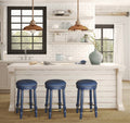 Bar Stools Set Of 2 Dark Blue Color, 360 Degree Swivel, Accent Wooden Swivel Seat Counter Height Bar Stool, Leather Upholstered Design, Barstool Perfect For Dining And Living Room Height 26