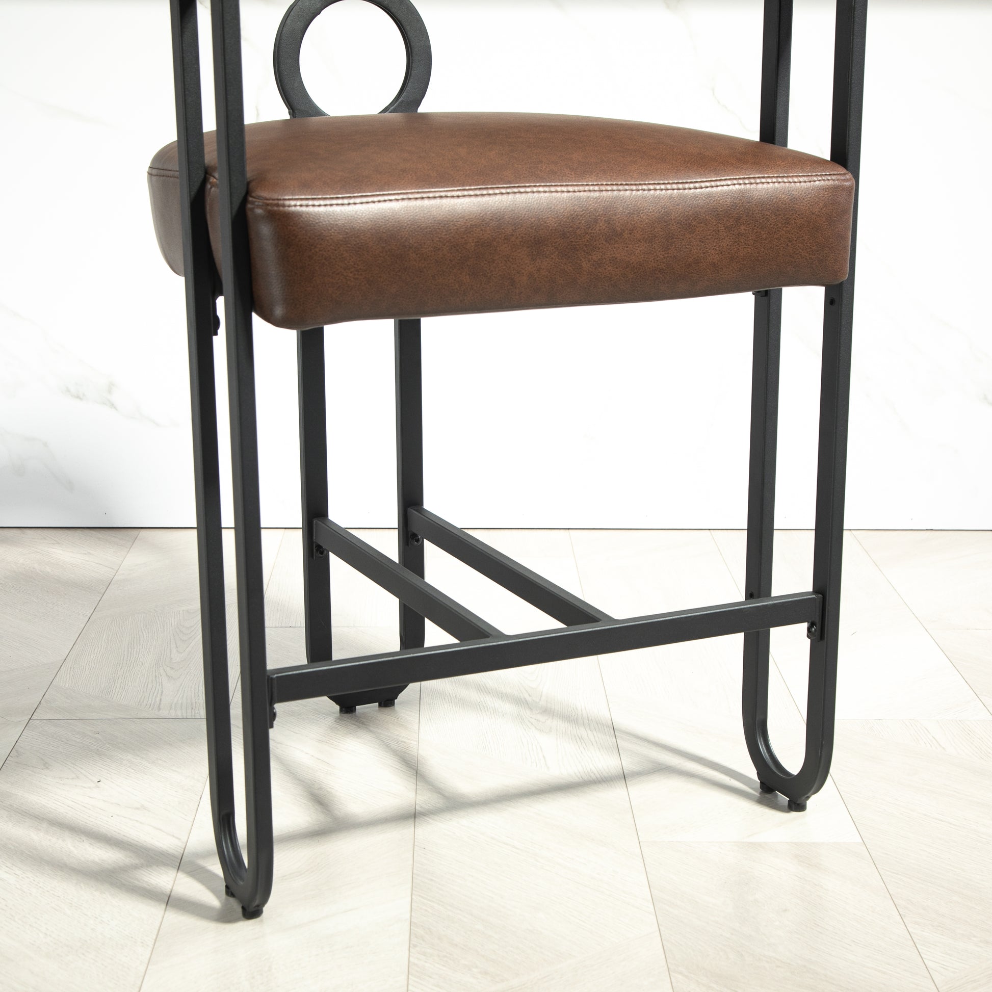 Coolmore Bar Stools Set Of 2, Modern Bar Stool With Back, Black Metal Frames, Upholstered Bar Stools For Kitchen Island, Pub, Club Dark Brown Pu Dark Brown Dining Room Foam Pu Leather