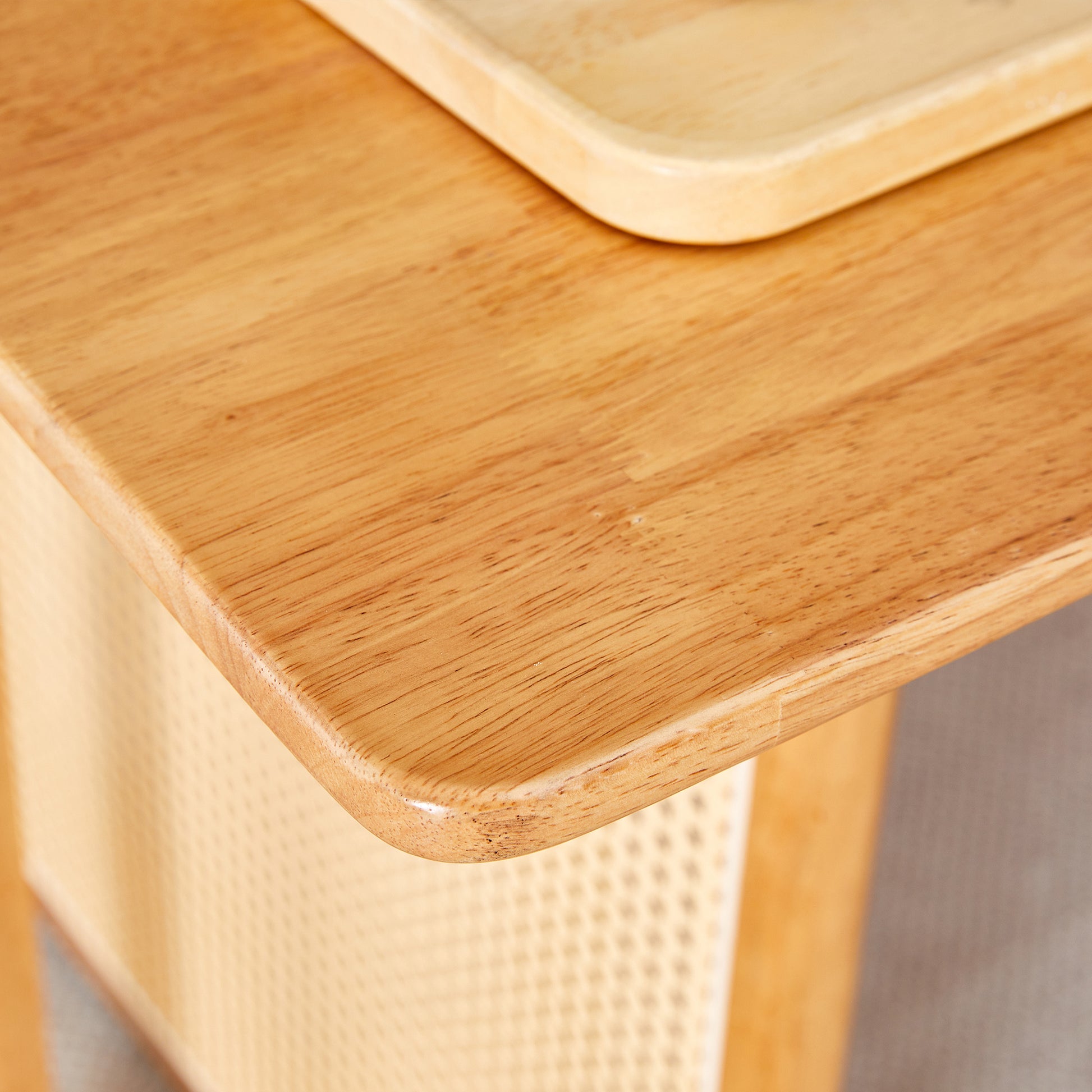 Chinese Country Retro Solid Wood Dining Table, Simple Modern Imitation Rattan Dining Table, Wooden Dining Table, Desk. Suitable For Dining Room, Living Room, Office Wood Rubber Wood