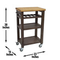 Belden Kitchen Cart Gray Dark Brown Wood