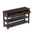 Retro Design Console Table With Two Open Shelves, Pine Solid Wood Frame And Legs For Living Room Espresso Espresso Solid Wood Mdf