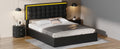 3 Pieces Bedroom Sets,Queen Size Upholstered Bed With Led Lights,Hydraulic Storage System, Two Nightstands With Crystal Decoration,Black Queen Black 3 Piece Set Wood