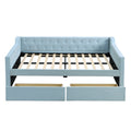Full Size Upholstered Tufted Daybed With 2 Drawers, Blue Box Spring Not Required Full Blue Wood Daybeds Velvet Upholstered