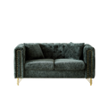 60 Inch Chenille Pull Buckle Design Sofa For Living Room,Buttons Tufted With Copper Nail Decoration Armrest, Modern Couch Upholstered Button And Metal Legs Green Foam Chenille 2 Seat