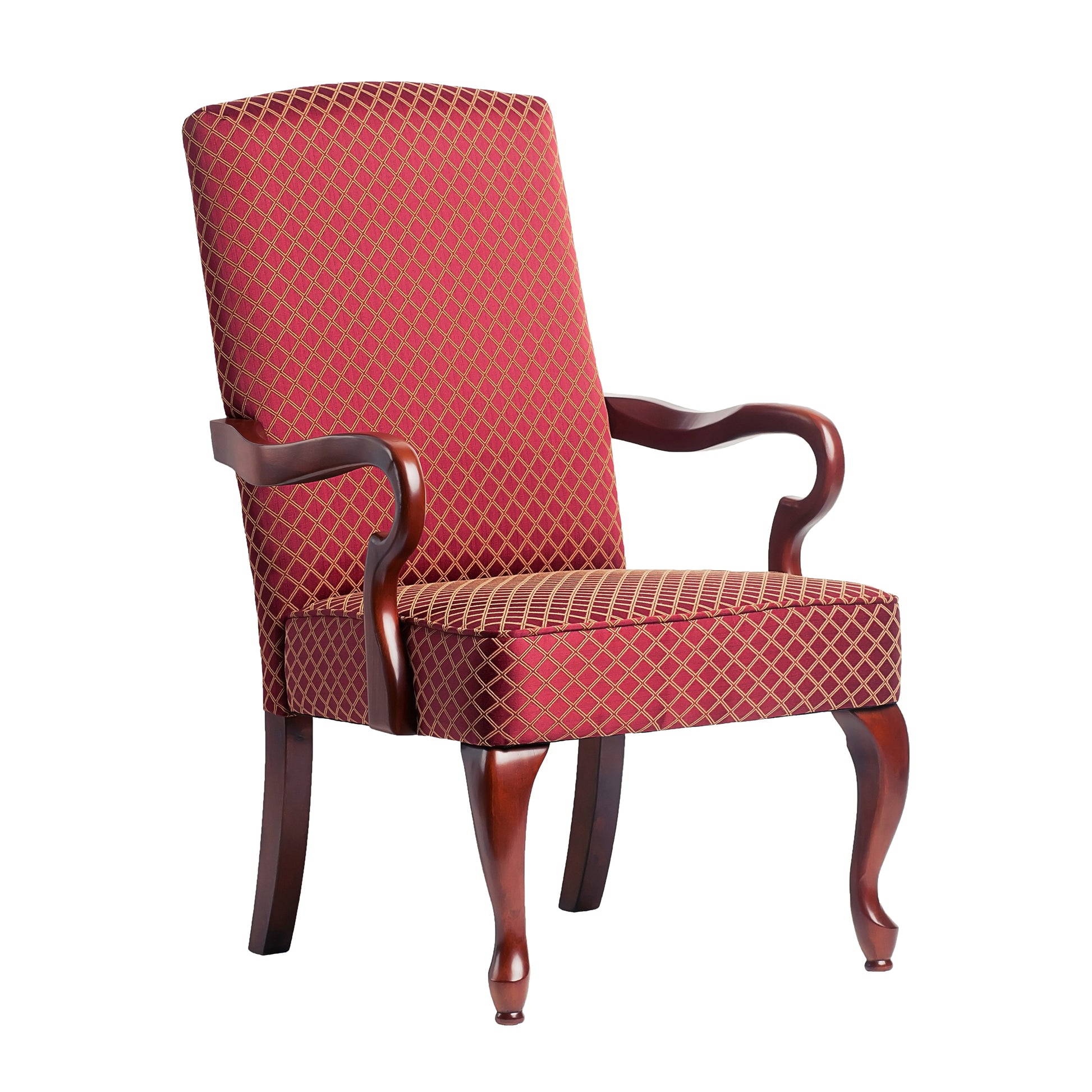 Delaney Red Gooseneck Arm Chair Red Foam Wood Fabric
