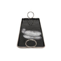 Tray With Metal And Ring Handles, Black And Silver Black Silver Metal