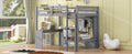 Full Size Loft Bed With L Shaped Desk, Wardrobe And Storage Shelves, Grey Expected Arrival Time: 8.31 Box Spring Not Required Full Grey Wood Bedroom Solid Wood Mdf
