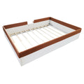 Queen Size Upholstered Daybed Frame With Fence And Stairs, Brown White Queen Brown White Mdf Lvl