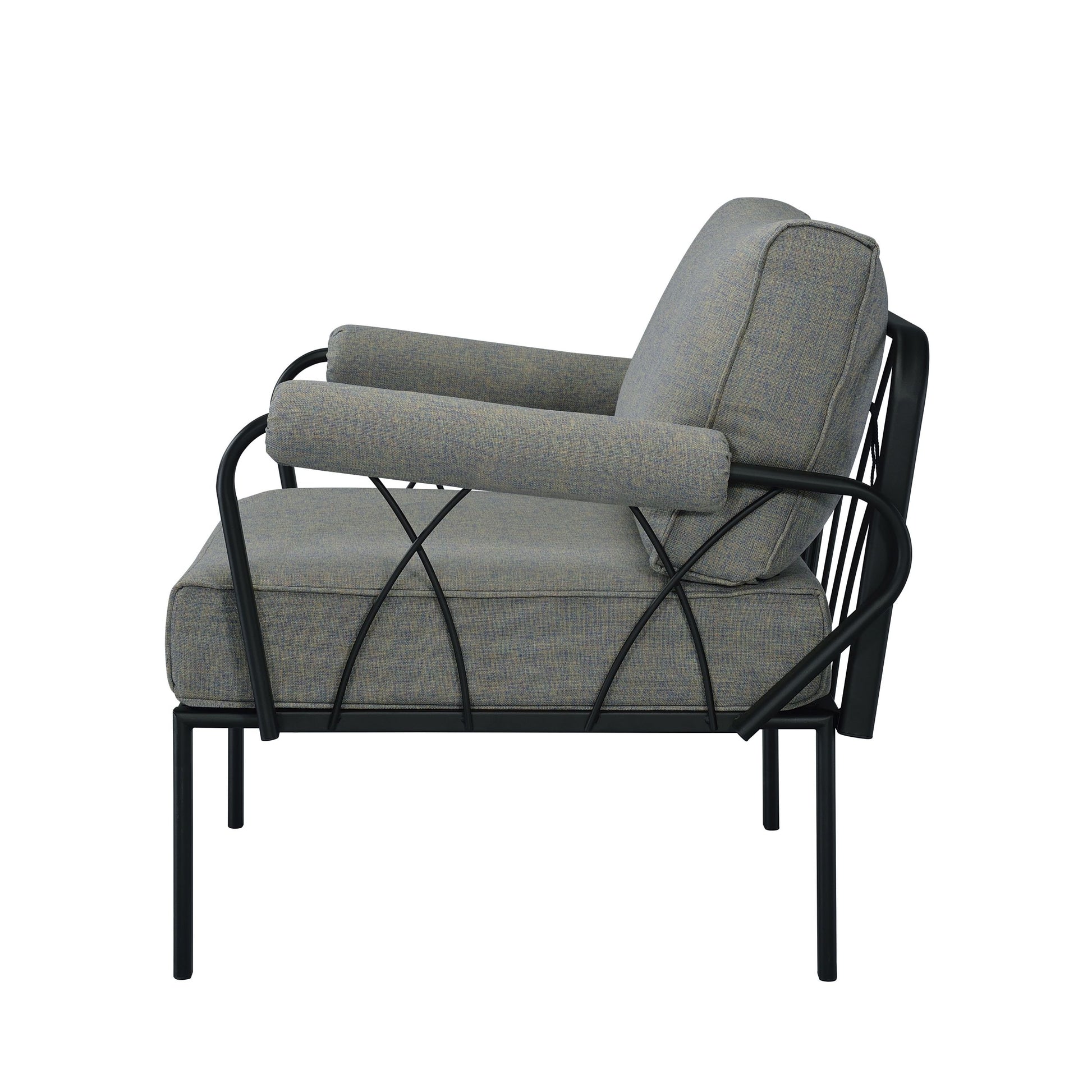 Grey And Black Patio Arm Chair With Loose Back Yes Grey Black Garden & Outdoor Modern Wood Fabric