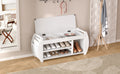 Retro Multifunctional Storage Bench With Cushion And Curved Side Panel For Entrance And Living Room Antique White Antique White Mdf