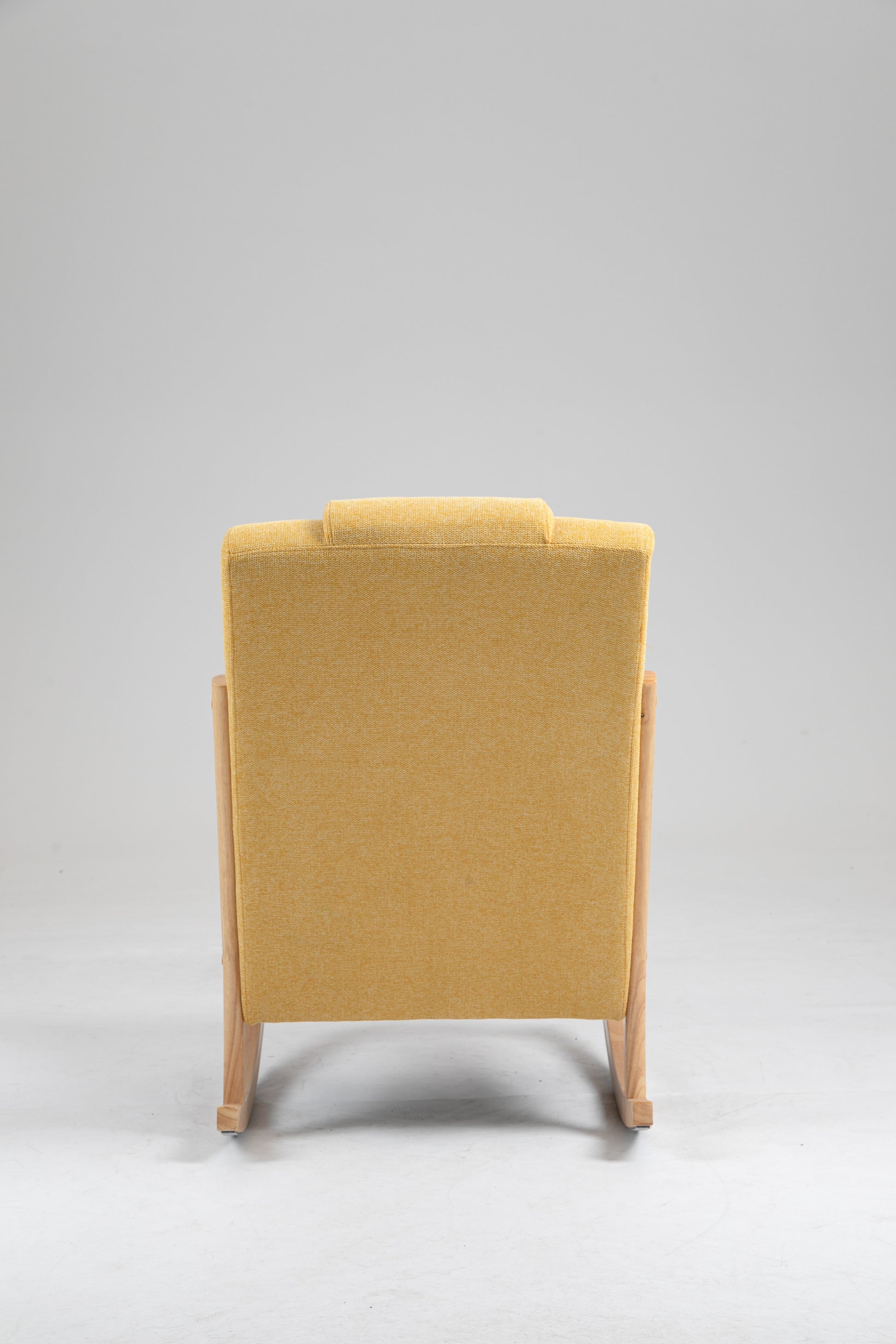 Rocking Chair Upholstered Fabric Rocking Armchair Indoor With High Backrest Glider Chairs And Lumbar Pillow For Living Room Yellow Linen