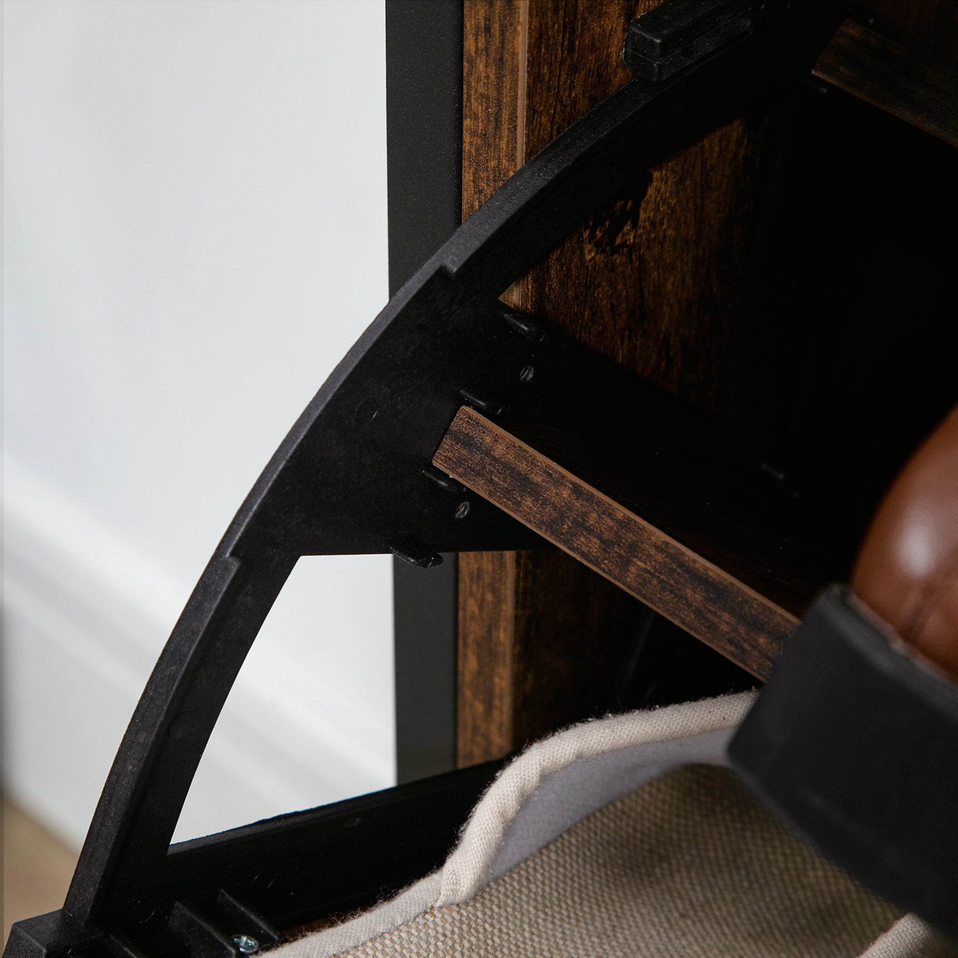 Homcom Industrial Shoe Cabinet With 2 Flip Drawers, Freestanding Shoe Storage Cabinet For 12 Pairs, Narrow Slim Shoe Rack For Entryway, Hallway, Rustic Brown Rustic Brown Particle Board