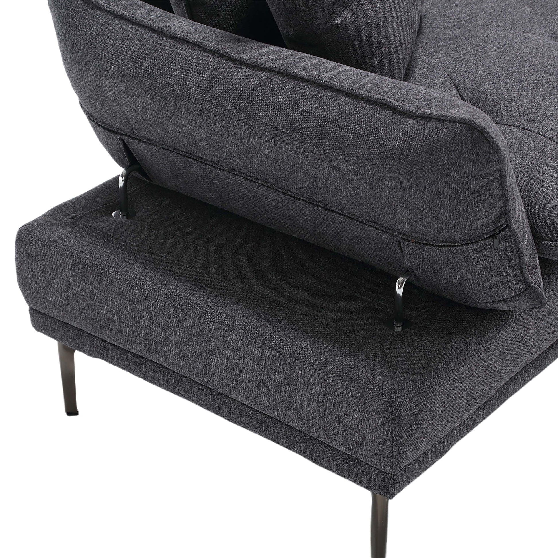 United Linen Sofaaccent Sofa Seat Sofa With Metal Feet Dark Gray Linen 3 Seat