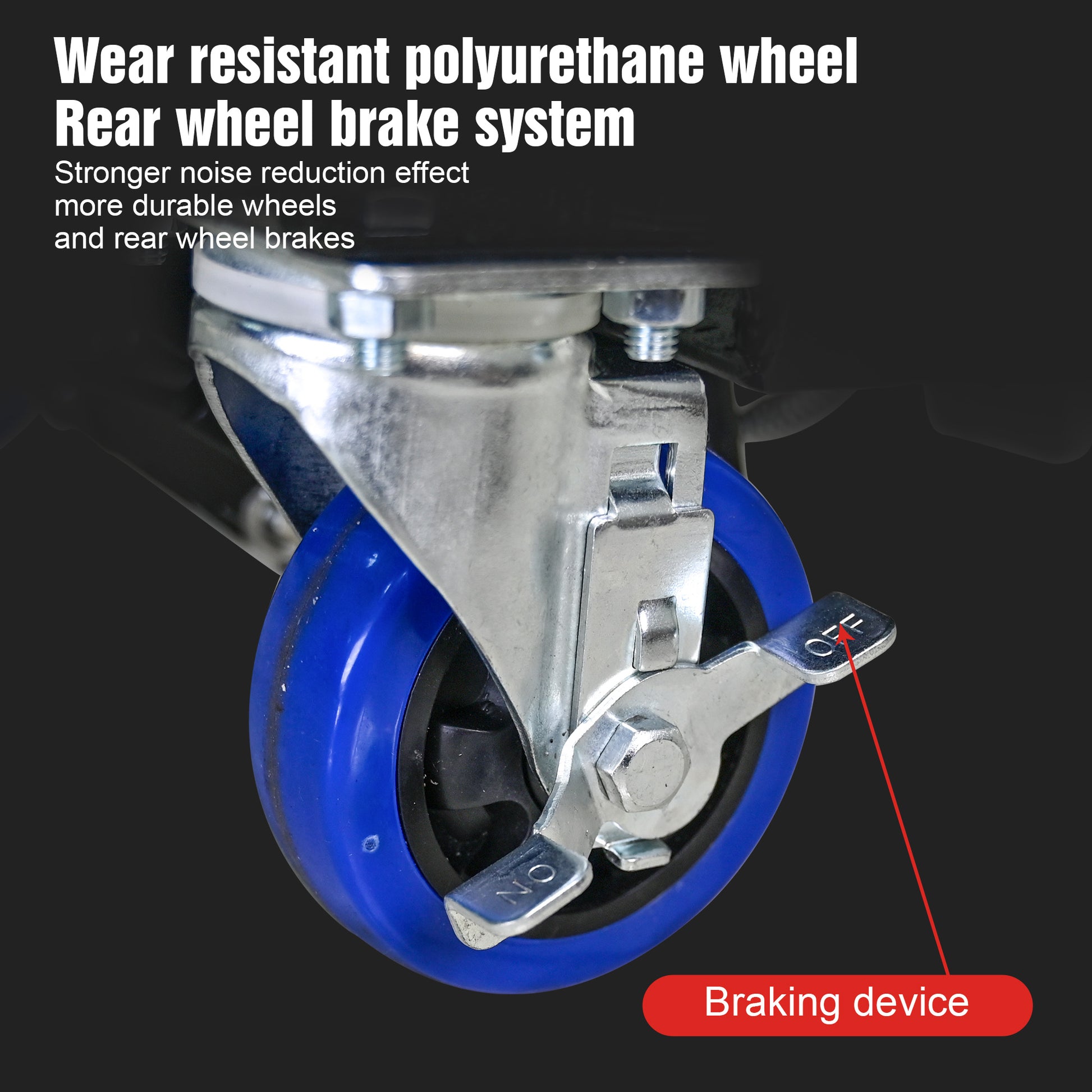 Hydraulic Lift Trolley, 500 Lbs Capacity, With 4 Wheels, For Material Handling And Transportation, Black Blue Black Blue Steel