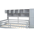 Full Size Wooden Loft Bed Big Storage With Under Bed Desk, With Drawers, With Shelves, Gray Full Gray Plywood