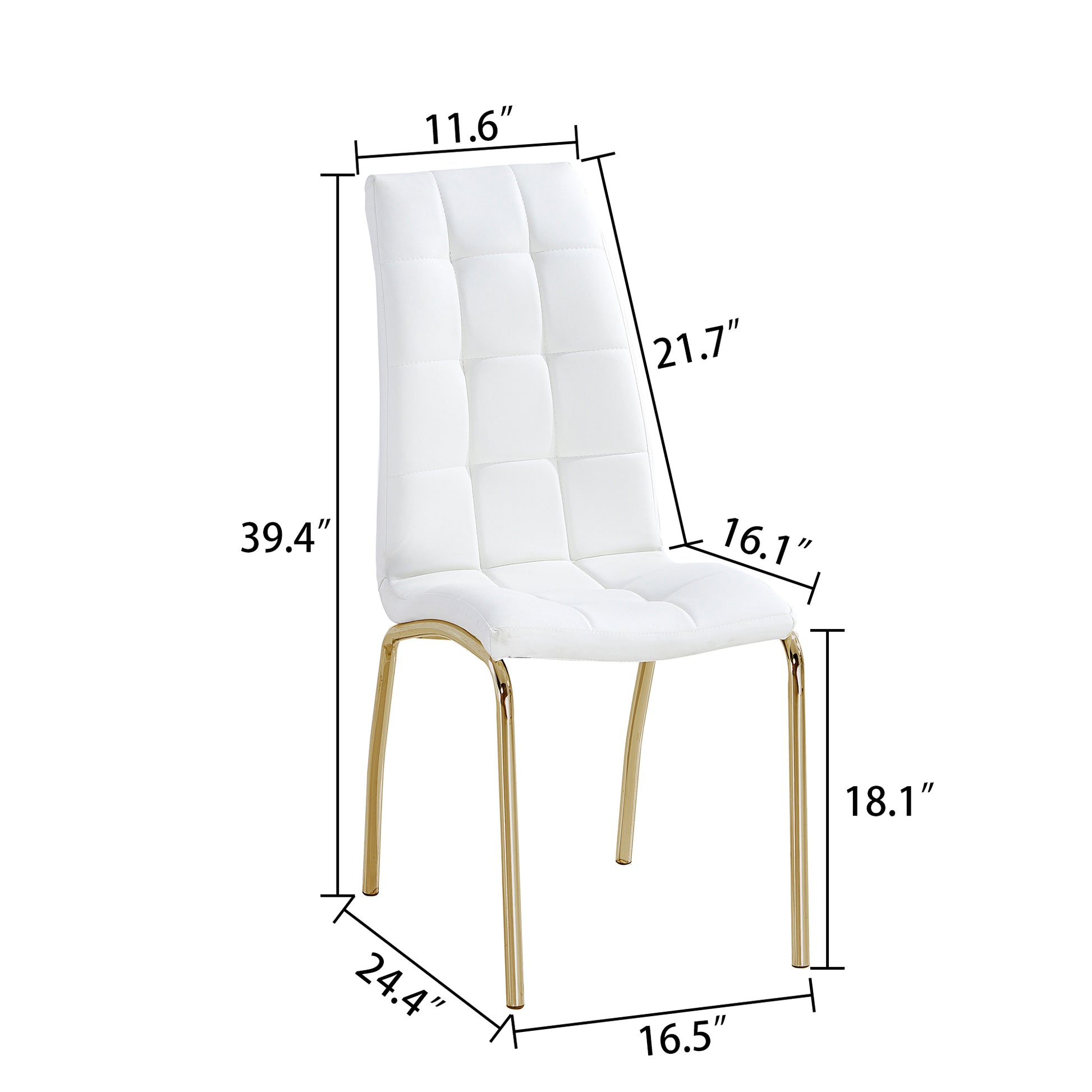 Modern Lattice Designdining Chair With Gold Metal Legs Set Of 4 Gold White Metal