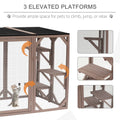 Pawhut Outdoor Cat House, Catio Wooden Feral Cat Shelter, Cat Cage With Platforms, Large Enter Door, Weather Protection Asphalt Roof, 71