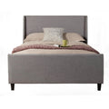 Poplar Wood Queen Size Upholstered Bed In Gray Queen Gray Solid Wood