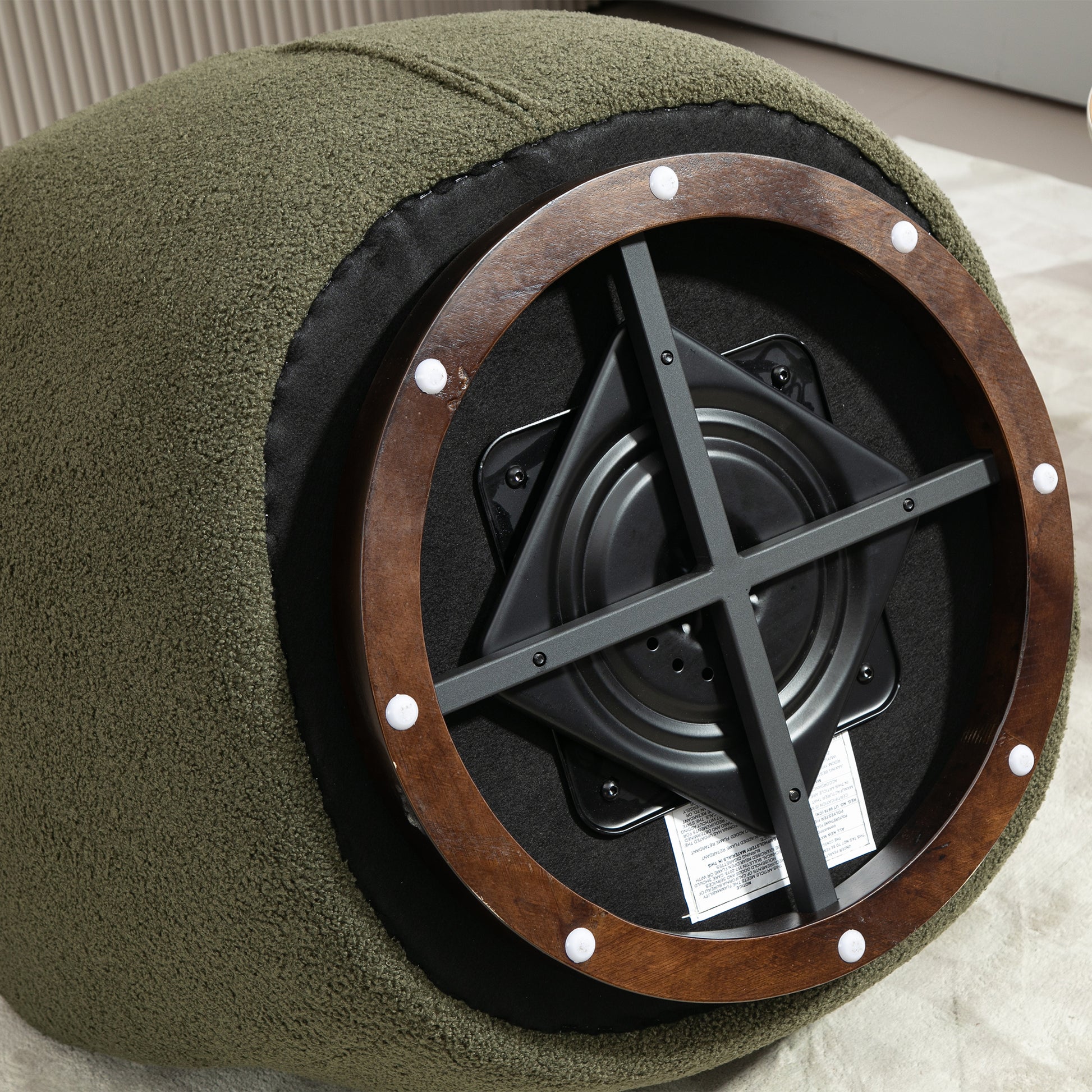 Upholstered Swivel Barrel Armchair With Storage Modern Living Room Side Chair For Bedroom Office Reading Spaces Teddy Fabric Dark Green Dark Green Foam Upholstered