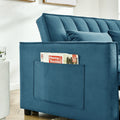 Modern Velvet Seat Sofa Couch Pull Out Bed,3 In One Convertible For Living Room Sofa Bed,Blue Blue Velvet Primary Living Space Cushion Back Medium Soft Medium Duty American Design Pillow Top Arms Foam Velvet 2 Seat