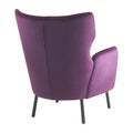 Wing Back Velvet Accent Chair, Modern Living Room Armchair Comfy Upholstered Single Sofa Chair For Bedroom Dorms Reading Reception Room With Metal Legs & Pillow, Purple Purple Velvet