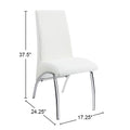 Set Of 2Upholstered Side Chairs, White And Chrome Solid White Rectangular Side Chair Chrome,Faux Leather