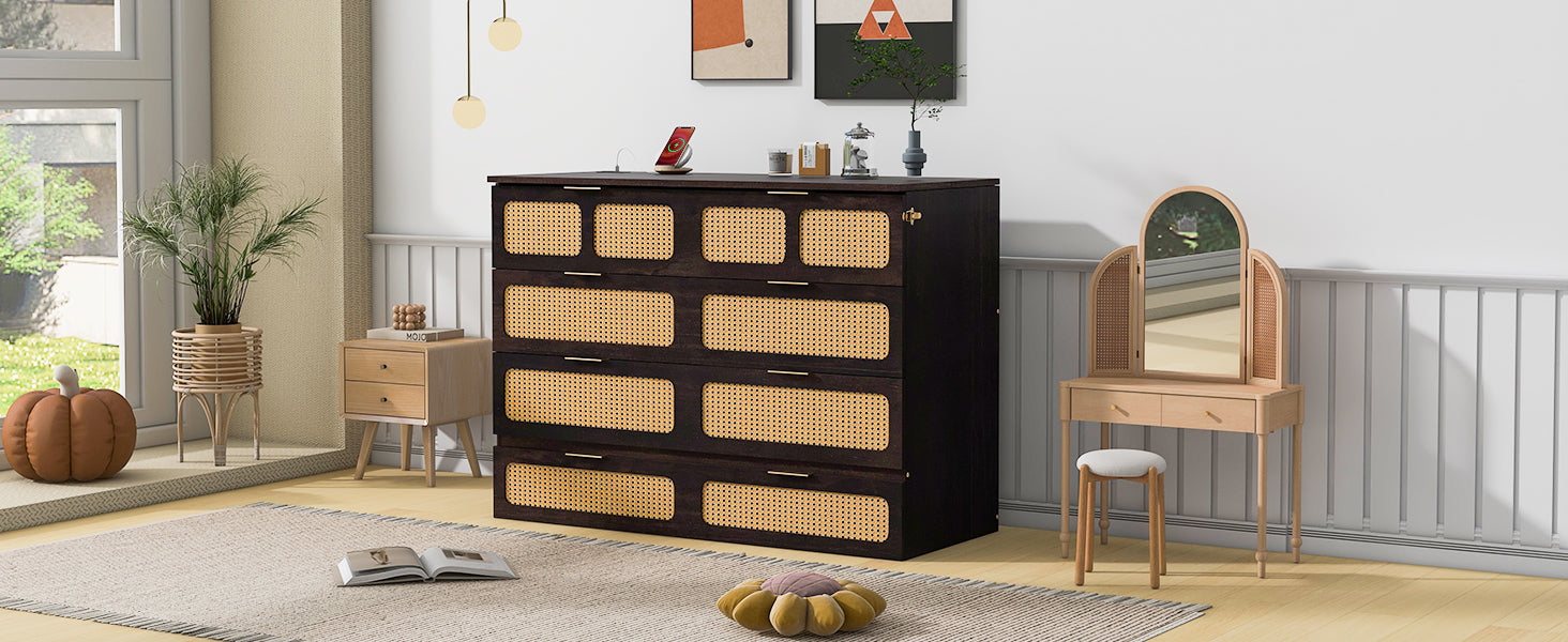 Full Size Murphy Bed With Large Drawers,Espresso Full Espresso Plywood