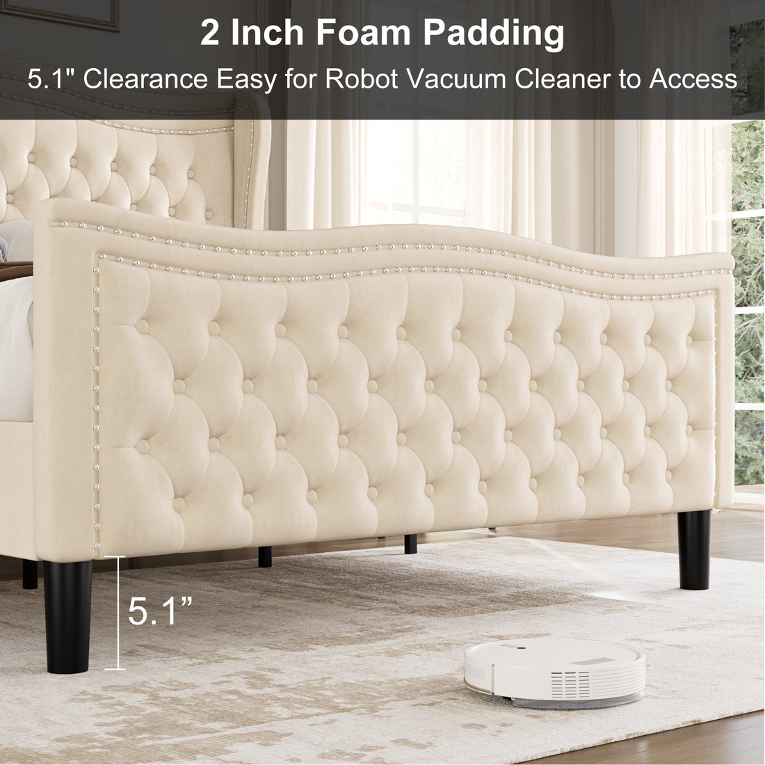 Lift Up Velvet Beige King Size Bed Box Spring Not Required King Beige Wood Light Brown Bedroom American Design Poplar Slat Beds Foam Velvet Upholstered