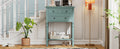 Narrow Console Table, Slim Sofa Table With Three Storage Drawers And Bottom Shelf Light Blue Light Blue Solid Wood Mdf