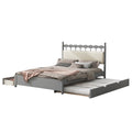 Queen Size Wooden Storage Platform Bed, With 2 Big Drawers, T Size Trundle, Gray Queen Gray Plywood