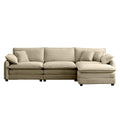 Oversize 3 Seater Sofa With One Footrest, L Shaped Sectional Sofa With Ottoman For Living Rooms,Tan Corduroy Sofa Tan Corduroy 3 Seat