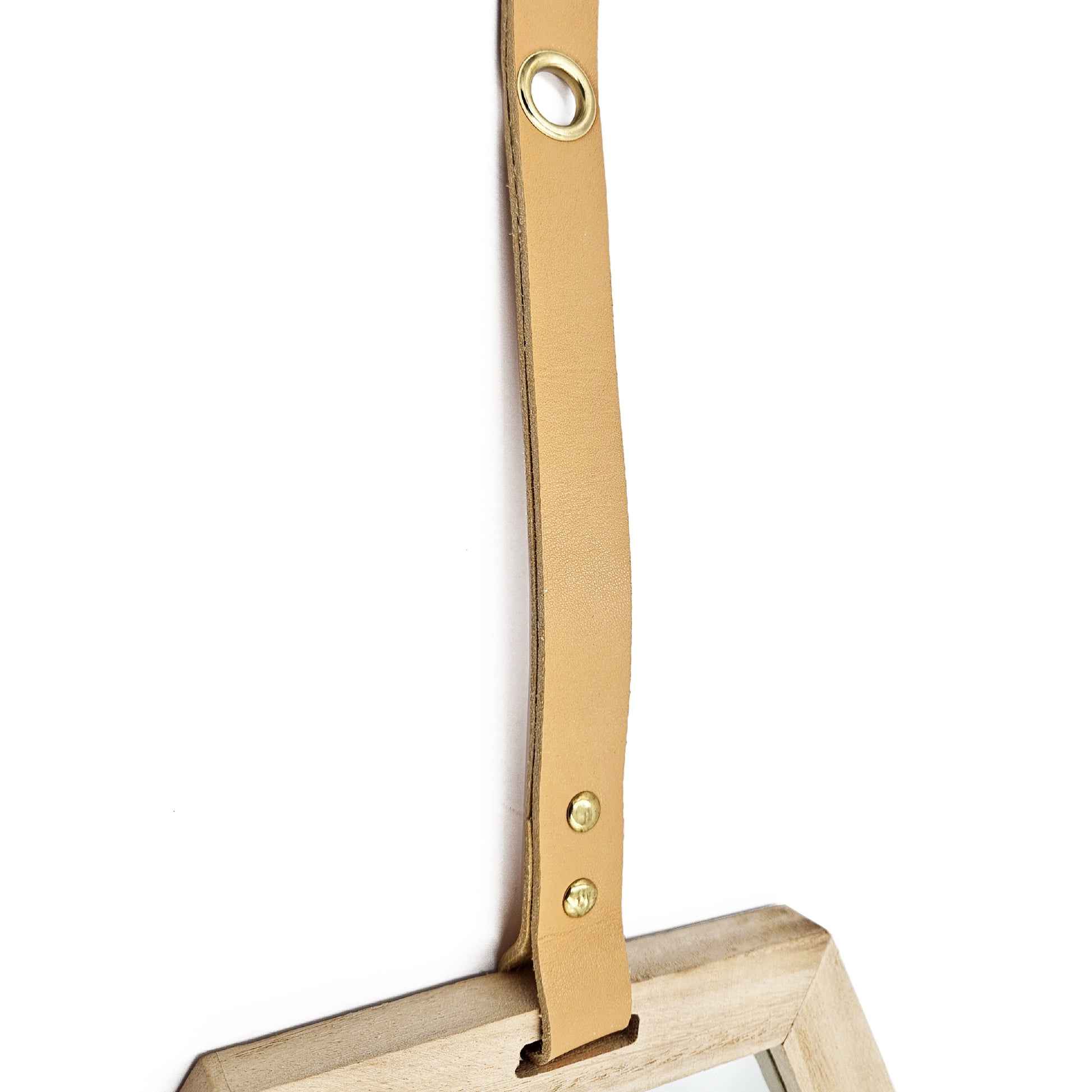 Harlan Hexagon Mirror, 2 Pieces Wall Accent, 11X10" Beige Brown Wood Glass