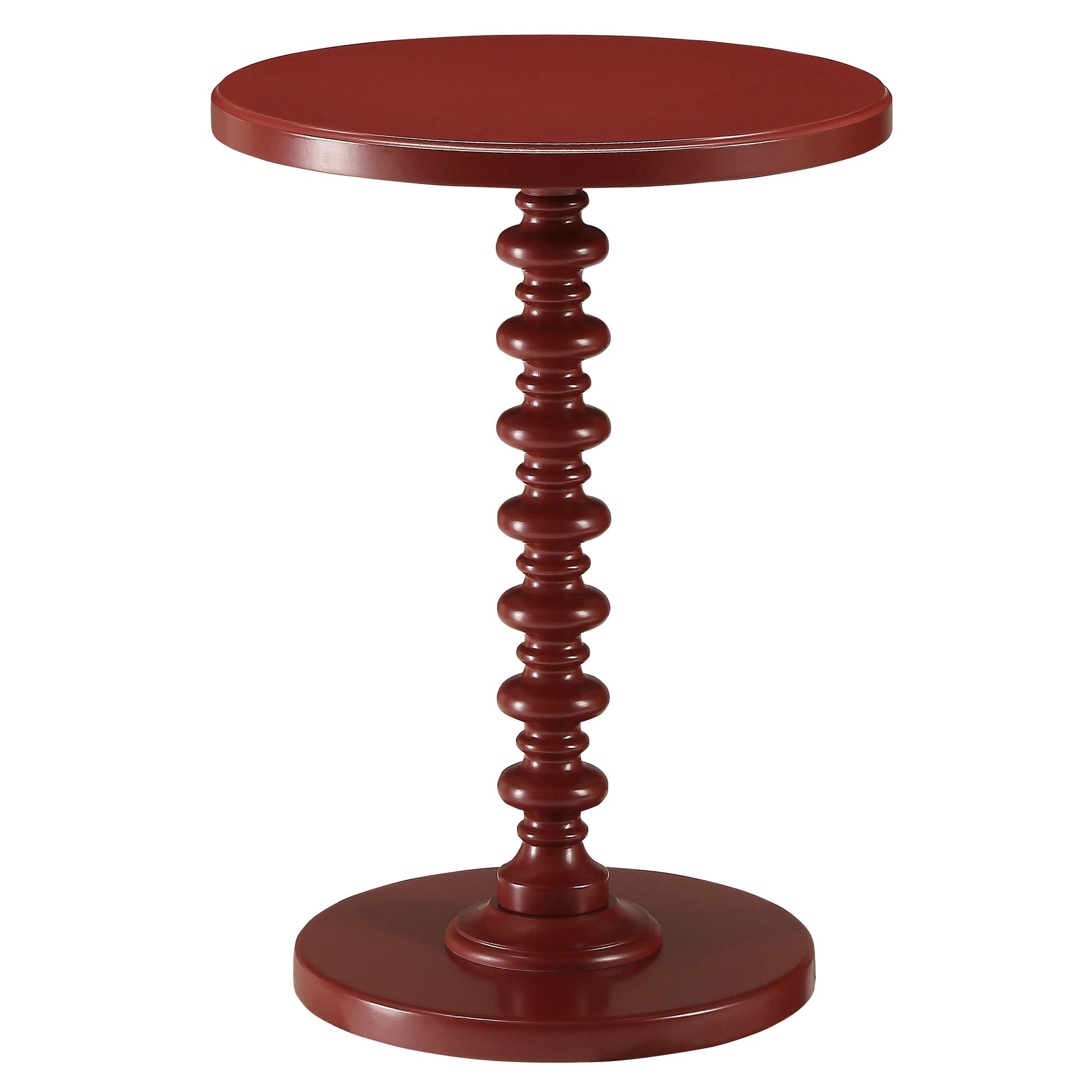 Red Round Wooden Side Table Red Primary Living Space Round Wood Pedestal