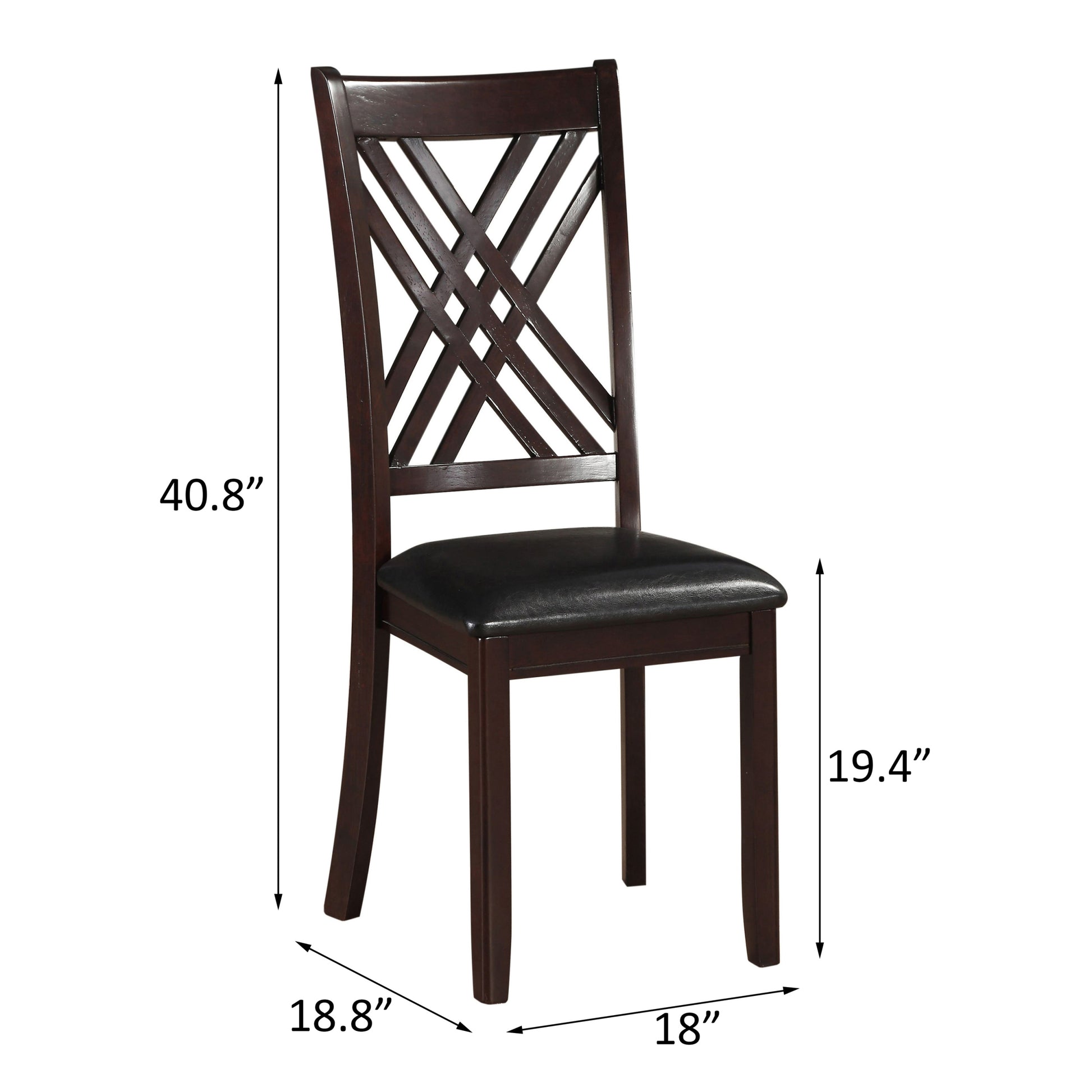 Black And Espresso Cross Back Side Chairs Set Of 2 Espresso Espresso Dining Room Contemporary Side Chair Rubberwood Cross Back Set Of 2 Wood Fabric