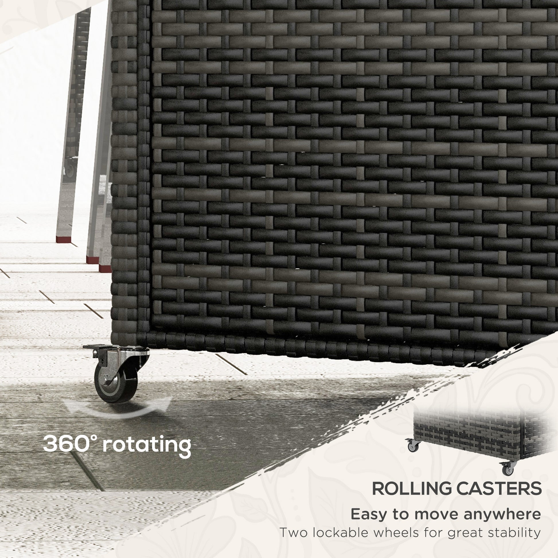 Outsunny Pe Rattan Outdoor Bar Table, Outdoor Kitchen Island With 2 Tier Shelf & Cabinet, Patio Serving Cart With Glass Top, Handles, Towel Racks For Poolside, Garden, Mixed Gray Gray Steel