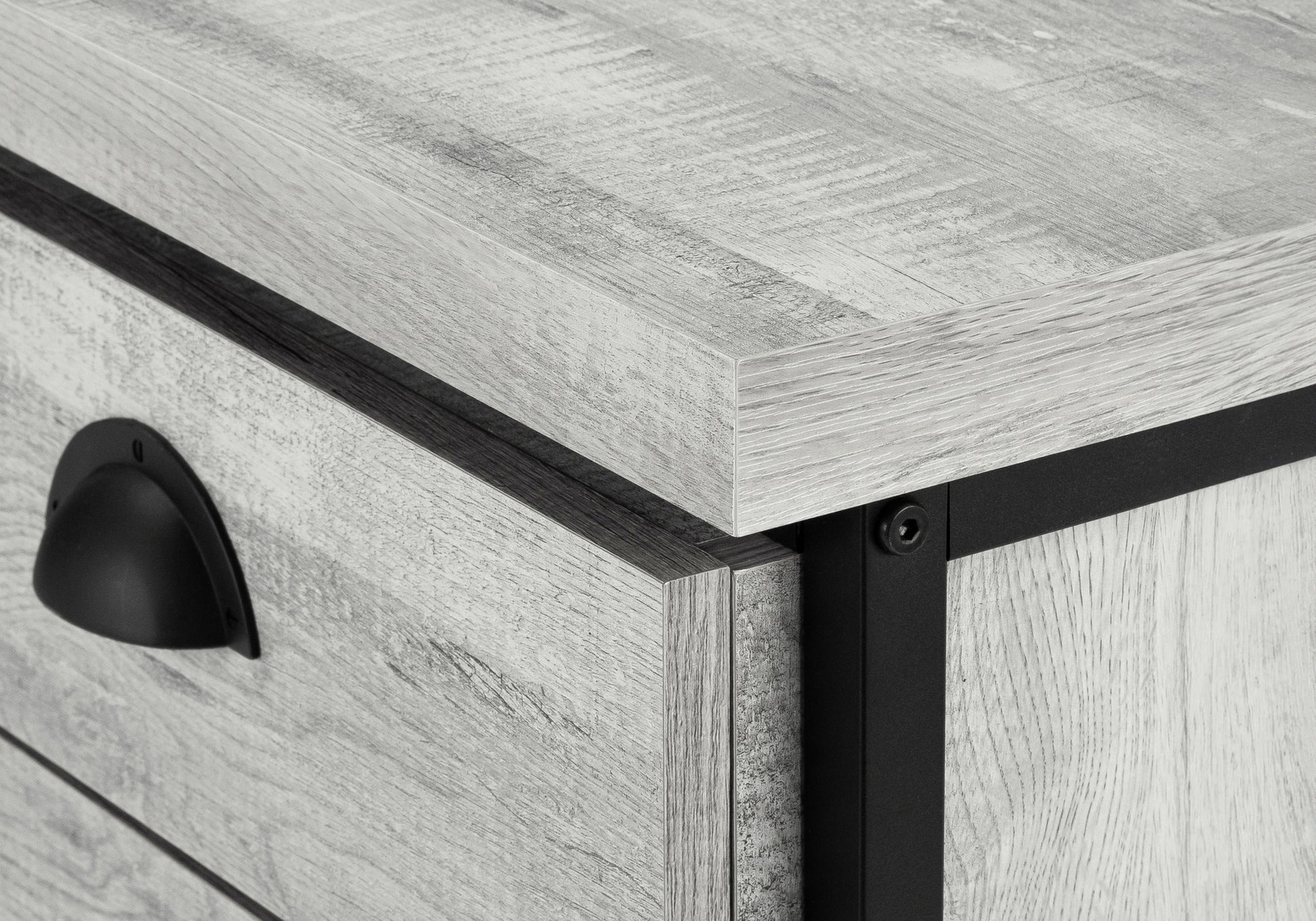 Computer Desk, Home Office, Laptop, Storage Drawers, 55"L, Work, Grey Laminate, Black Metal, Contemporary, Modern Grey Particle Board